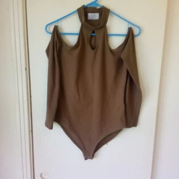 Zawary brown cold shoulder bodysuit M - Picture 3 of 6